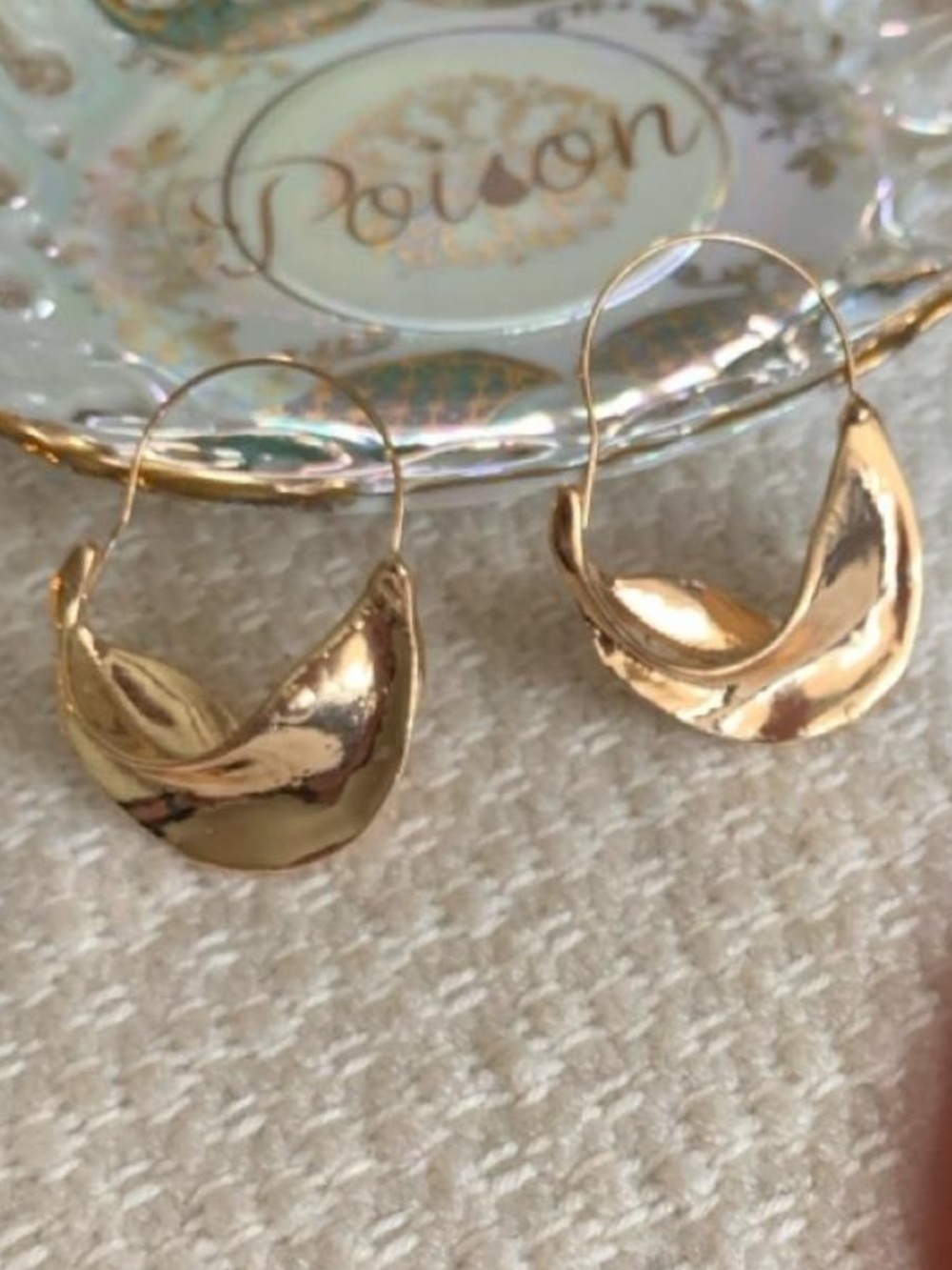 Gold Crescent Hoop Earrings - Women Jewelry